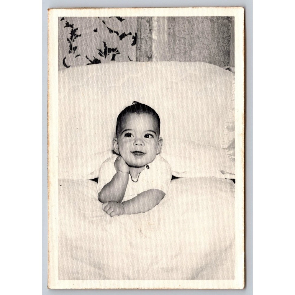 Baby Portrait 1950s Snapshot Photograph Happy Infant Child Americana